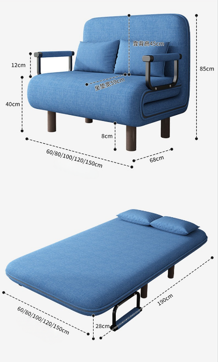 Foldable Sofa Bed (Dual-Use, Multifunctional, Midday Nap, Fabric, Apartment, Internet-Famous, Simple, Small-Apartment Model)