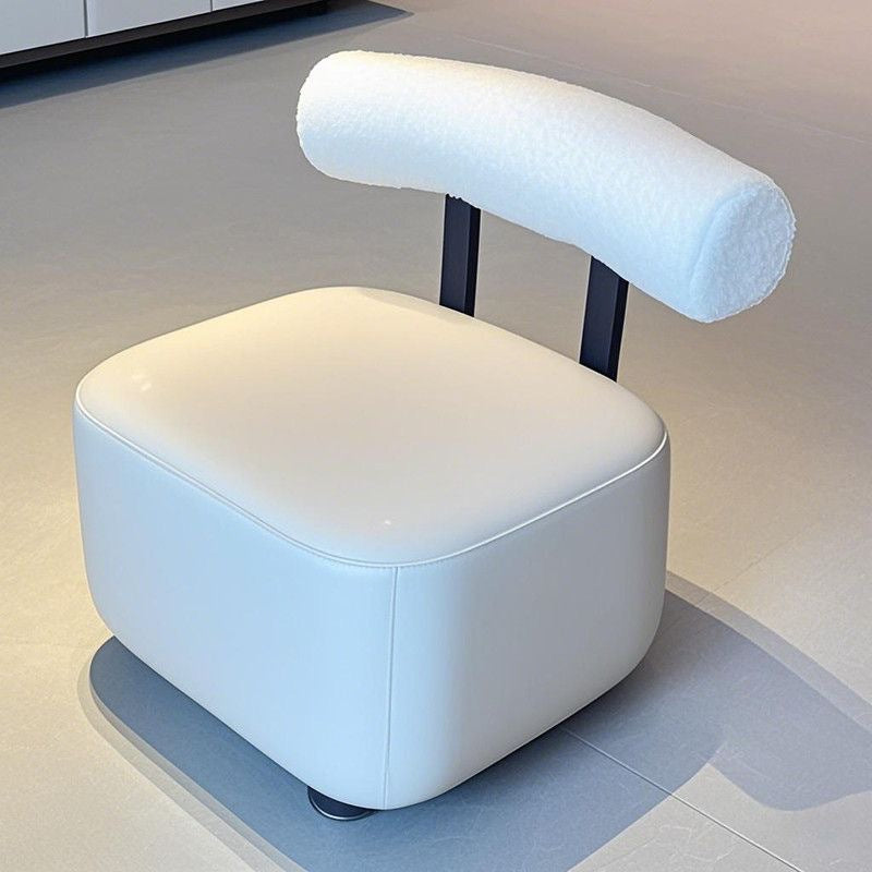 Home Use Mini Stool with Backrest & Omni-Directional Wheels - Minimalist, High-Resilience, Mobile Rolling Stool for Living Room (Multiple Fabric Options)