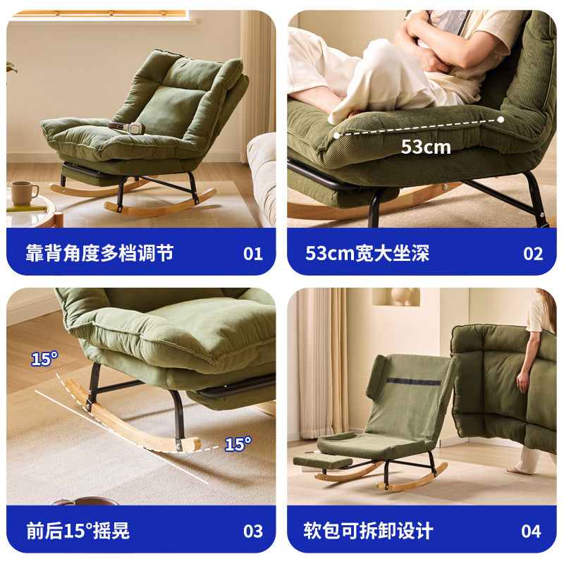 Home Single-Seater Thickened Comfortable Rocking Reclining Lazy Chair for Balcony & Relaxation